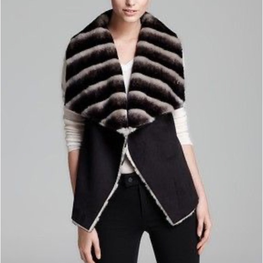 Sam Edelman Clara Faux Chinchilla Fur and Suede Vest